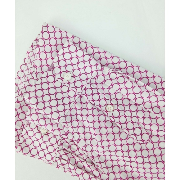 Talbots button Front Flouse Pink Geometric Sz 4P - Picture 6 of 8